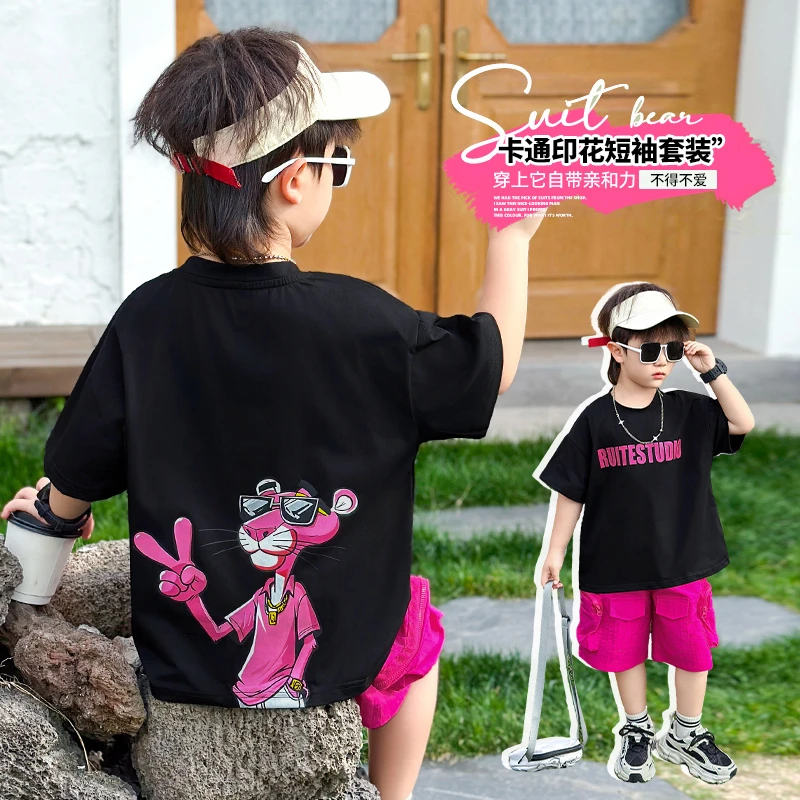 夏日休闲韩范印花童短袖裤子套装中小童通用款常规厚度孩子日常穿