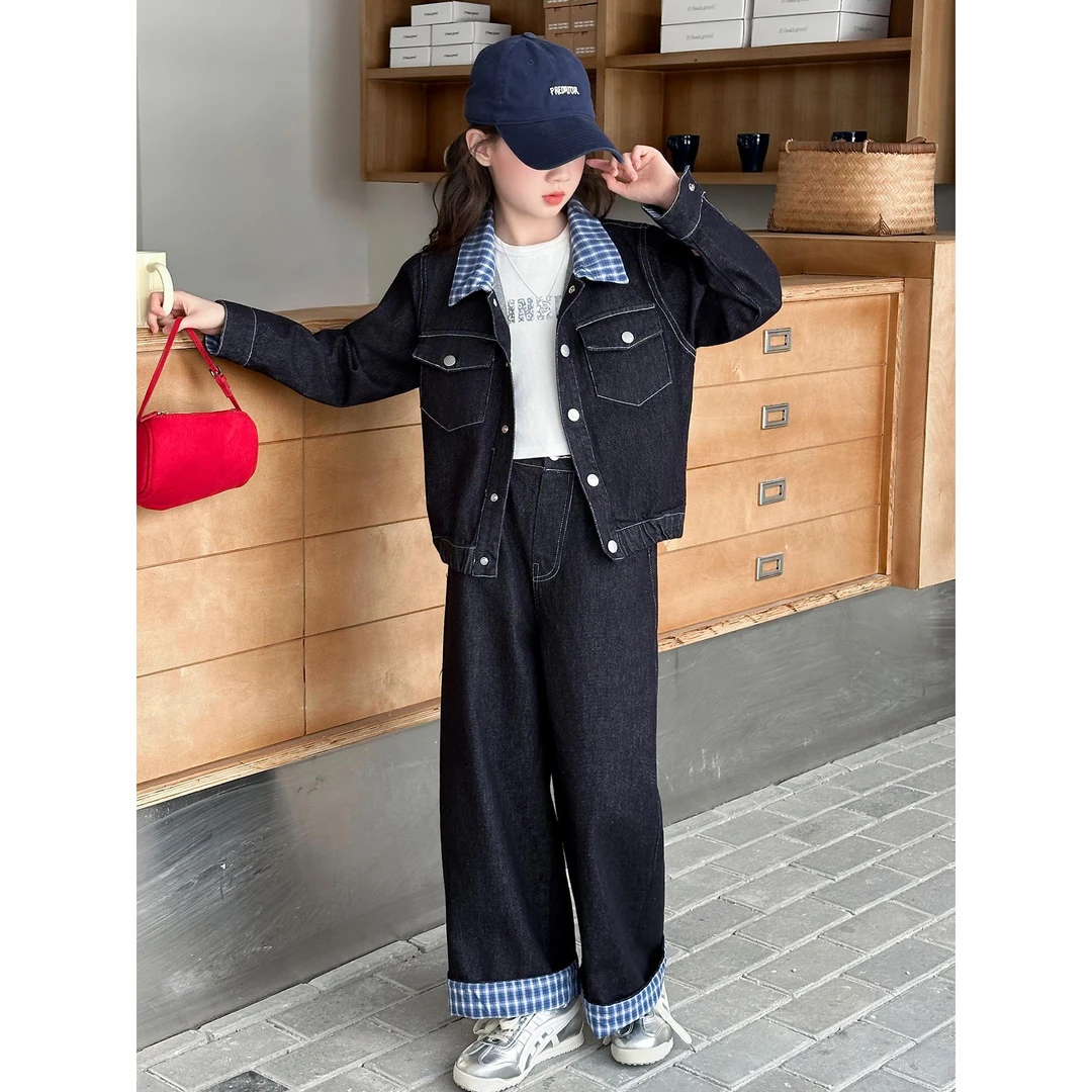 女童牛仔套装秋季2025新款初中生女孩初秋外套女大童秋装洋气衣服