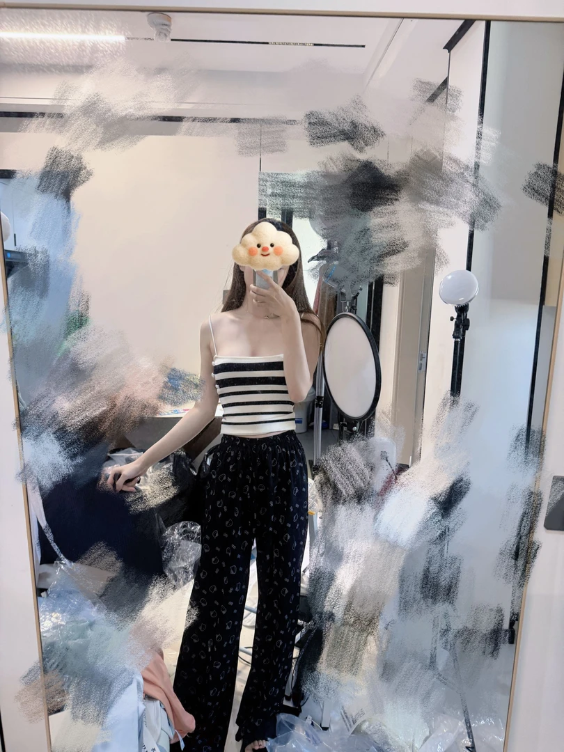 韩版可爱印花直筒休闲裤女夏季2025新款时尚宽松阔腿裤