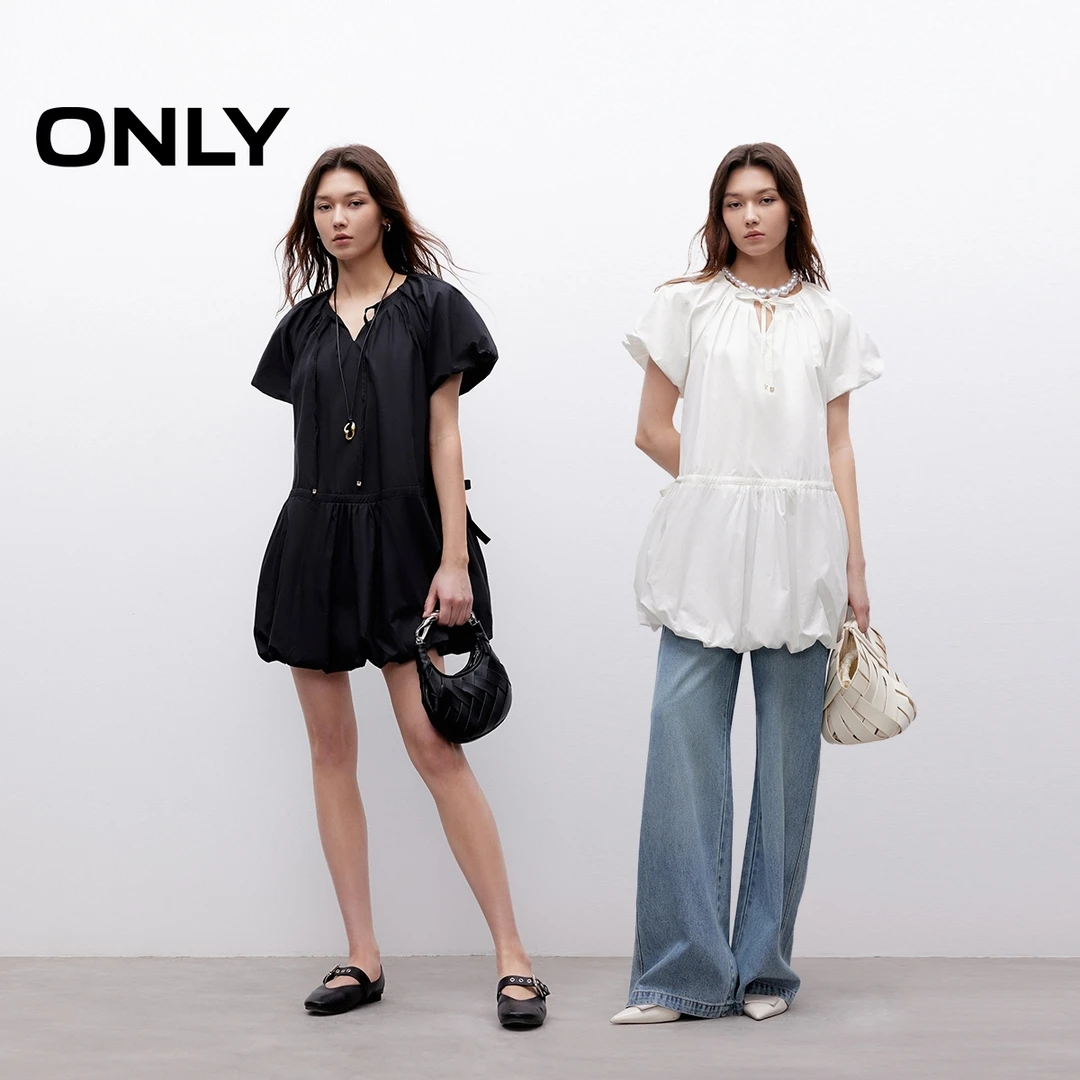 ONLY夏季轻奢”甜美泡泡袖“显瘦花苞裙短裙连衣裙女品牌125207009