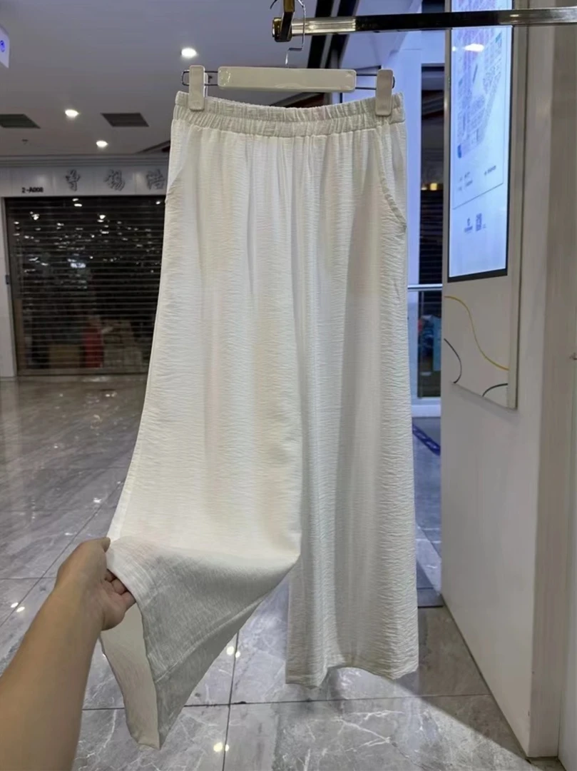 春夏新款丝麻纹理九分裤