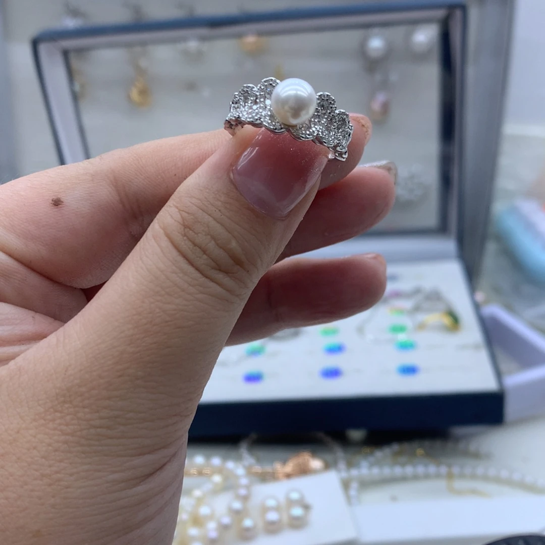 银S925镶嵌淡水珍珠戒指