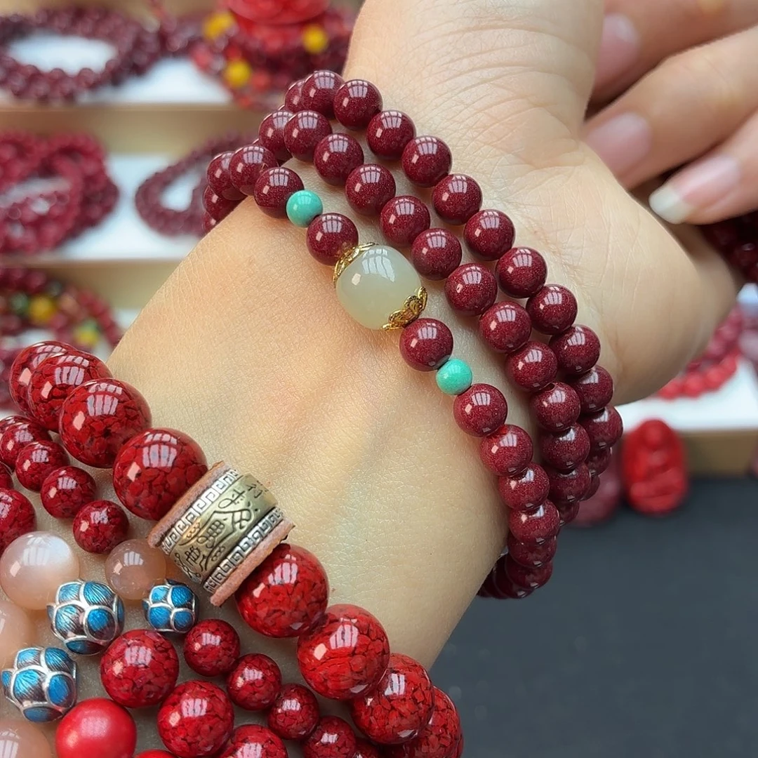 天然辰砂晶体三圈6mm岁月静好