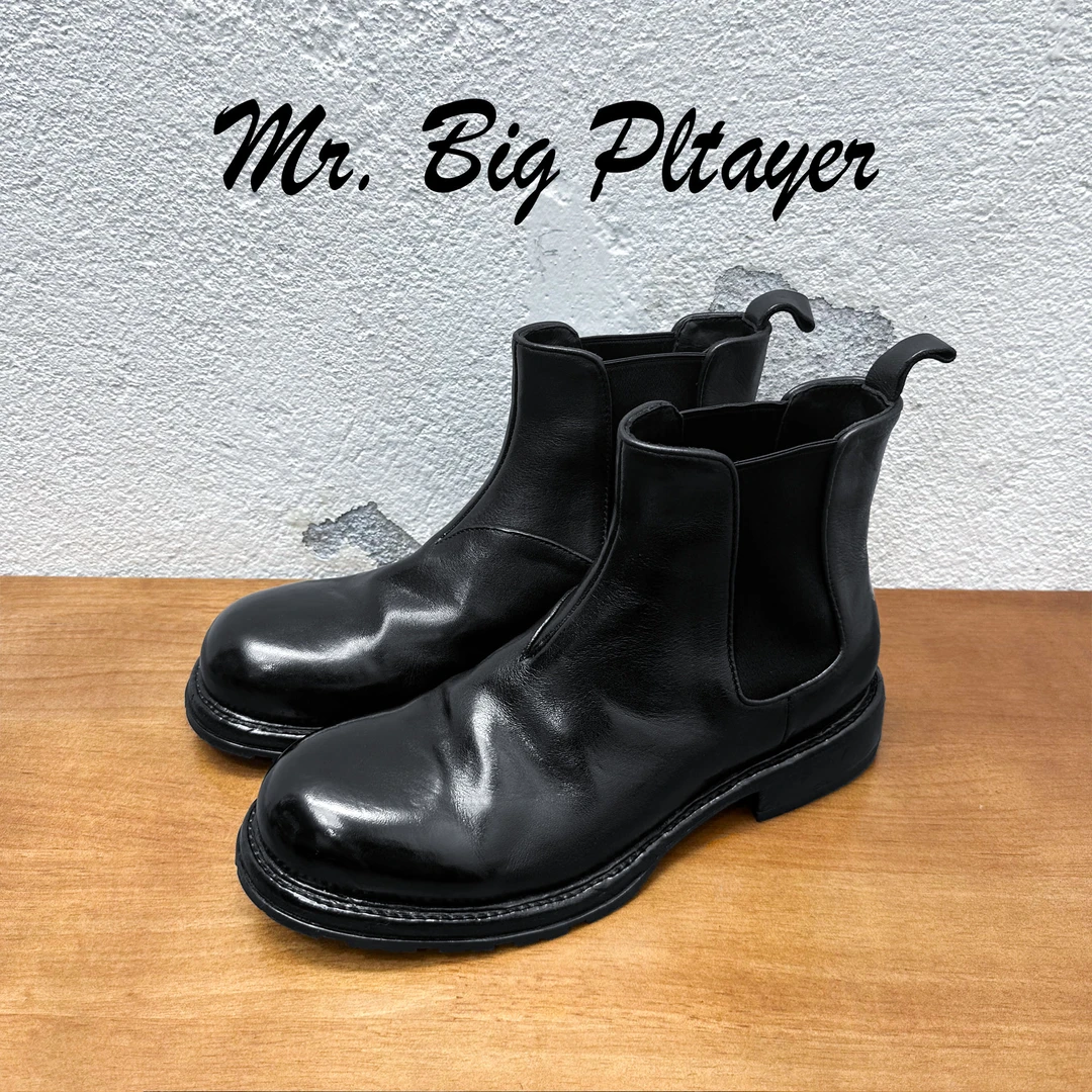 【水洗马皮切尔西】休闲男鞋固特异工艺真皮大底高帮厚底复古男皮鞋