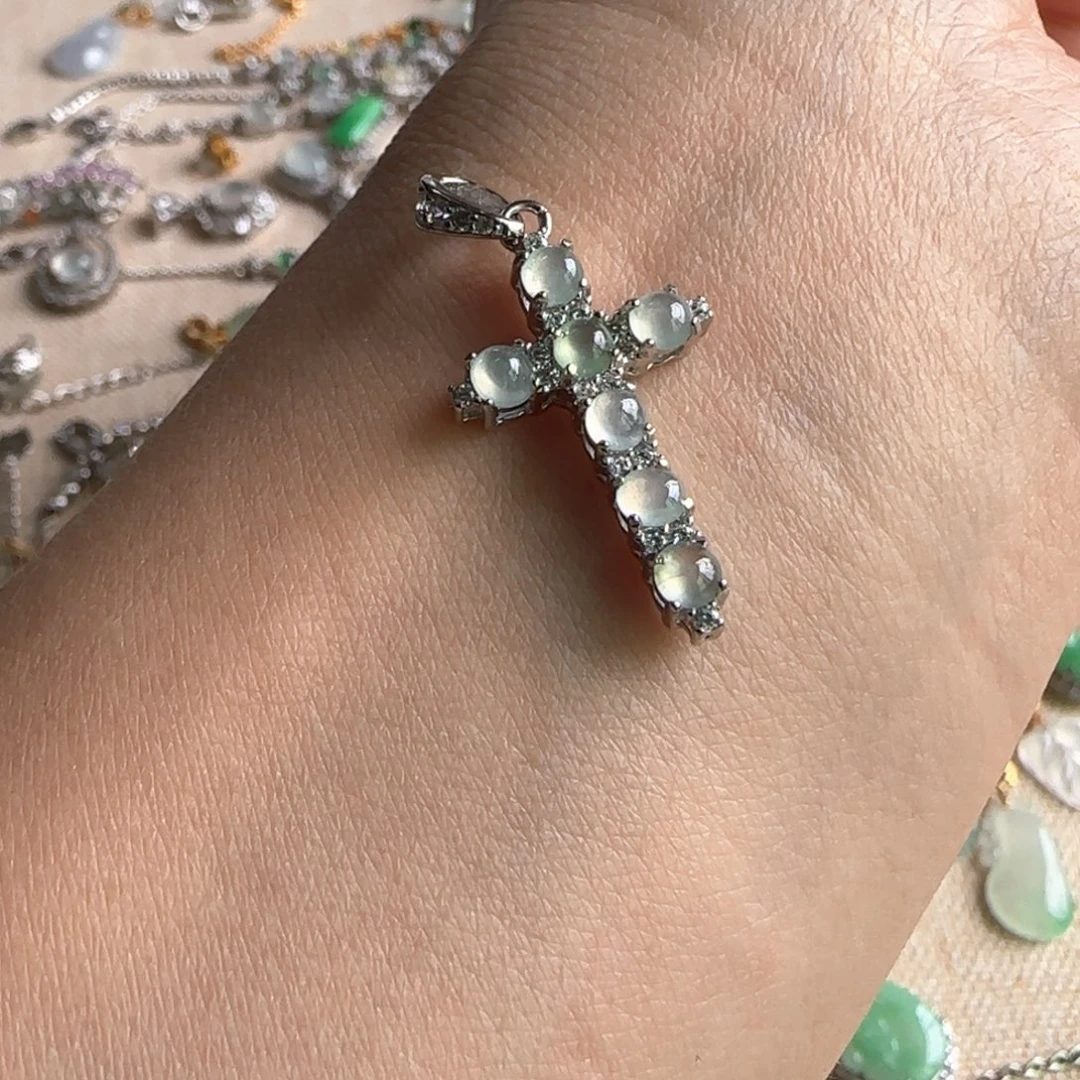 翡翠银S925镶嵌颈饰吊坠