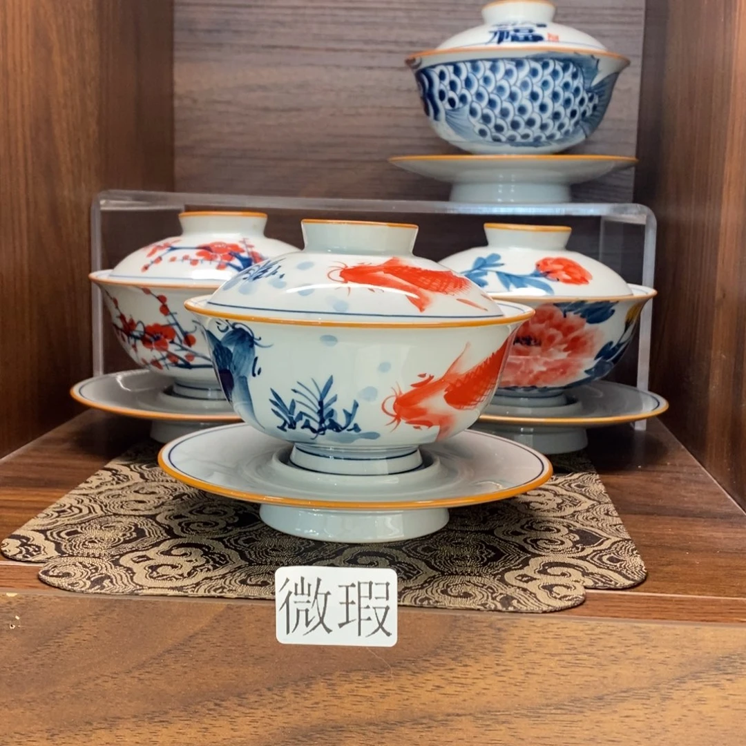 釉下彩老陶泥手工绘制