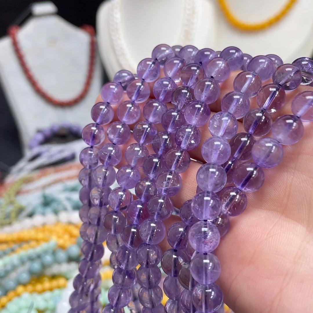 未镶嵌半成品玛瑙/玉髓薰衣草紫水晶8m