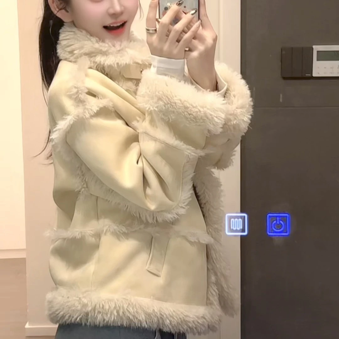 《海森堡》2025蓉蓉家冬季新款韩版环保皮毛一体加厚短外套