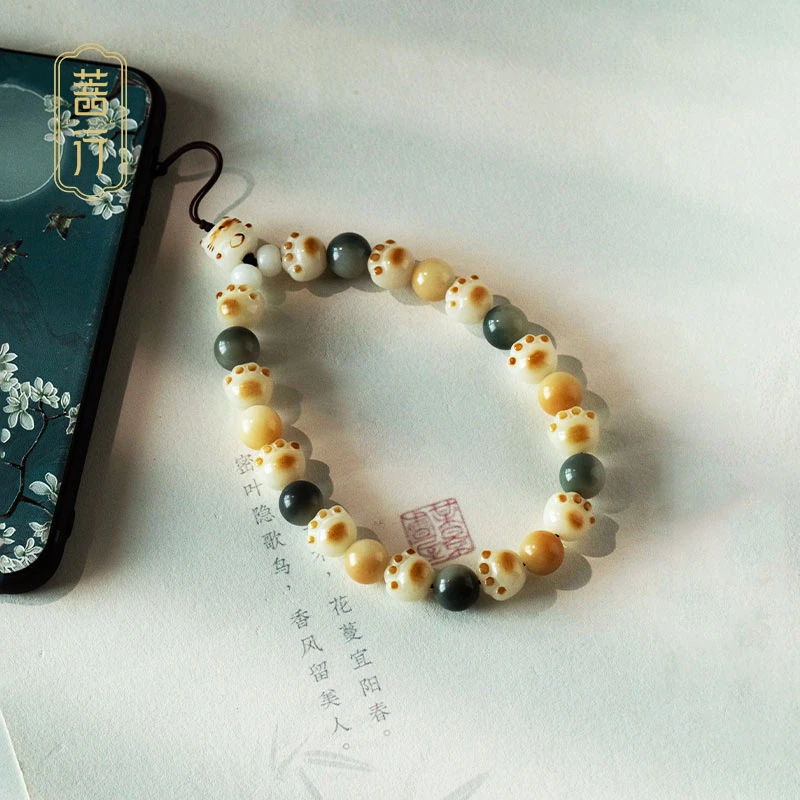 精品手机挂件招财猫手机吊坠猫咪女款原创手机挂绳手腕绳防丢挂饰