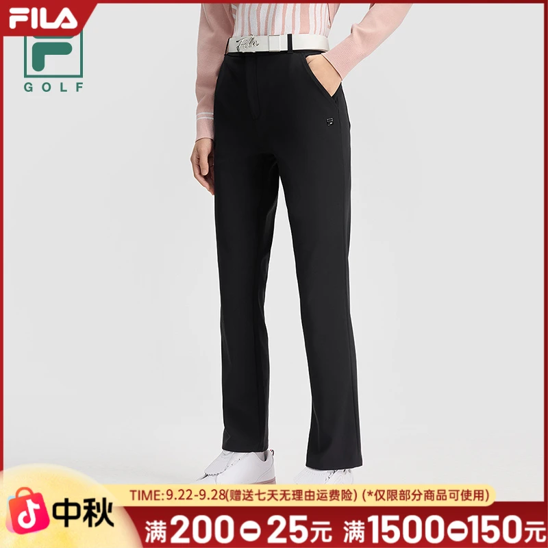 FILA斐乐女装2025春季新款运动休闲黑色百搭长裤通勤A11W515802F