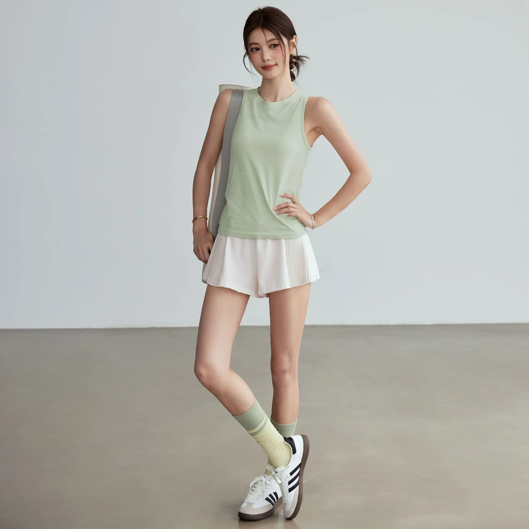 岚纹无袖运动背心女2025新款户外跑步健身T恤无袖显瘦瑜伽服上衣