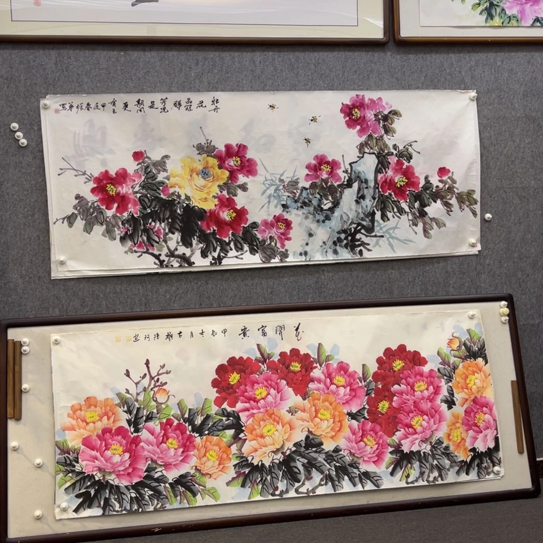 诚***伟国画六尺牡丹花薛振华老师作品画芯微瑕