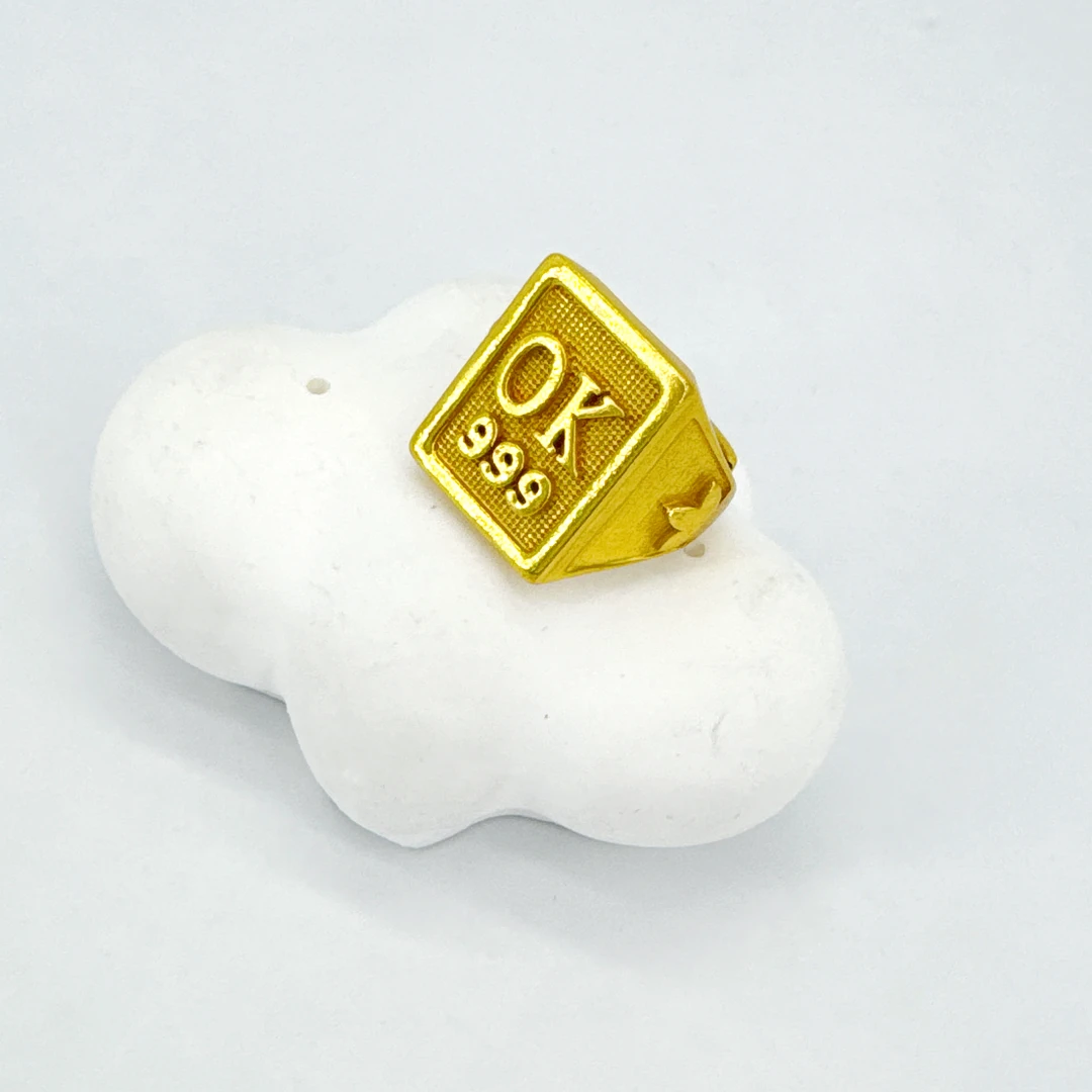 铜合金戒指 #S011 古法戒指可调节里外一色金色民族风色饰品轻奢