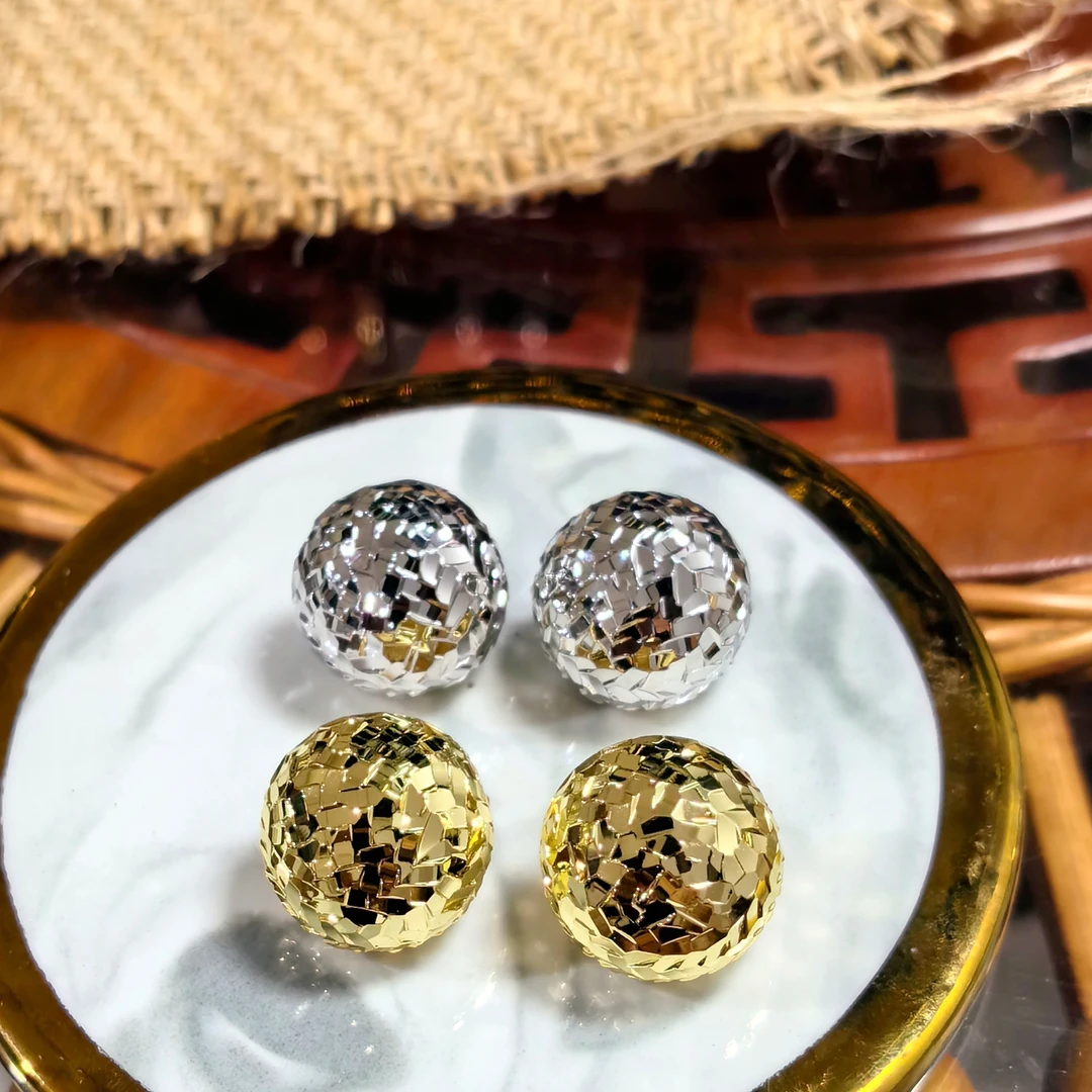 黄铜耳饰 金碎冰冰爆闪半球耳钉女轻奢气质耳环欧美复古金色耳饰