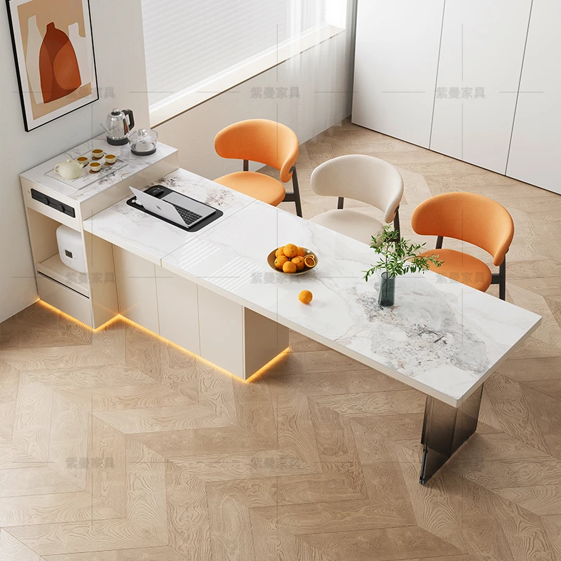 【25新款破价】可伸缩齐平岛台餐桌一体家用高端开放式厨房岛台餐桌