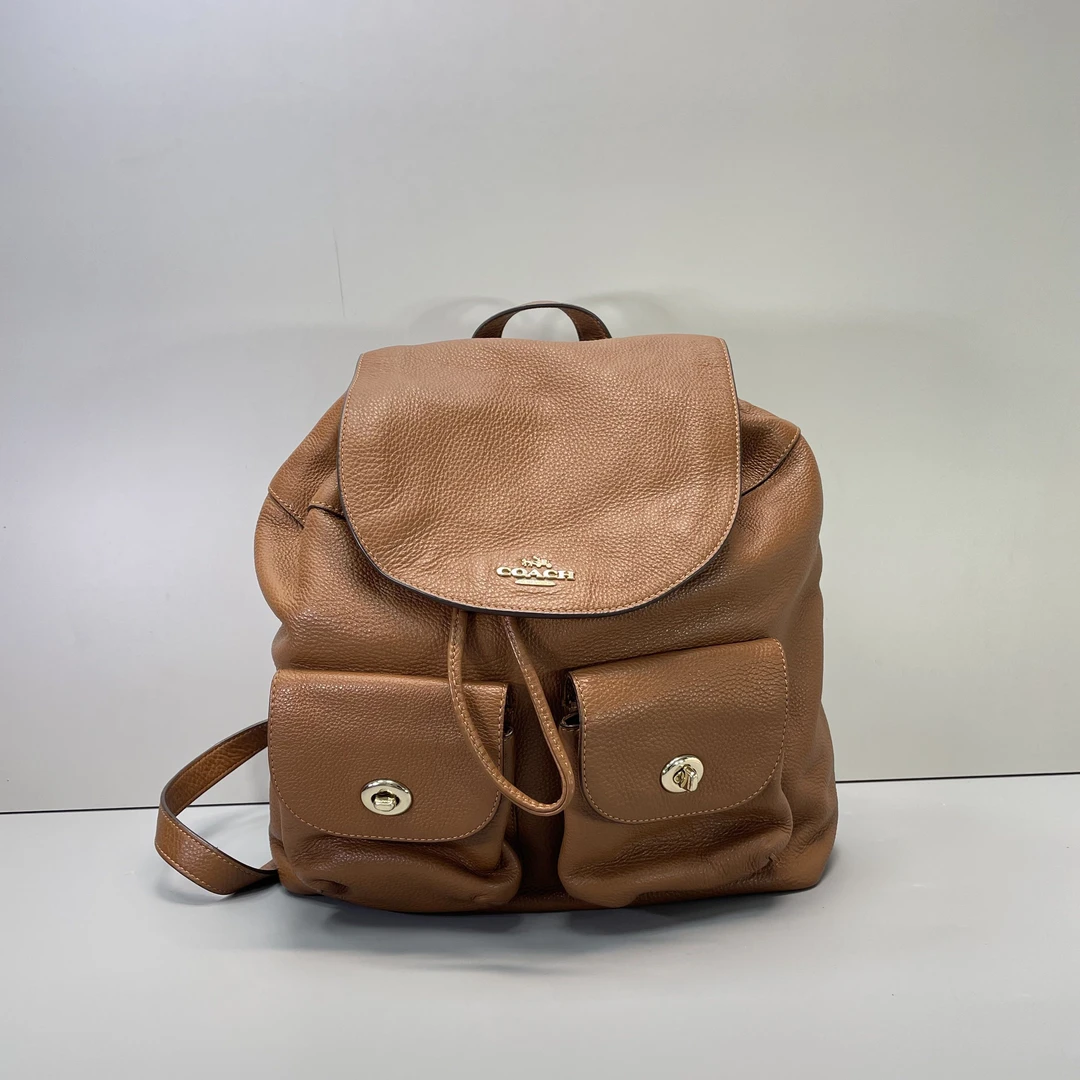 90新 COACH/蔻驰 棕色双肩包30*35*12cmE031605