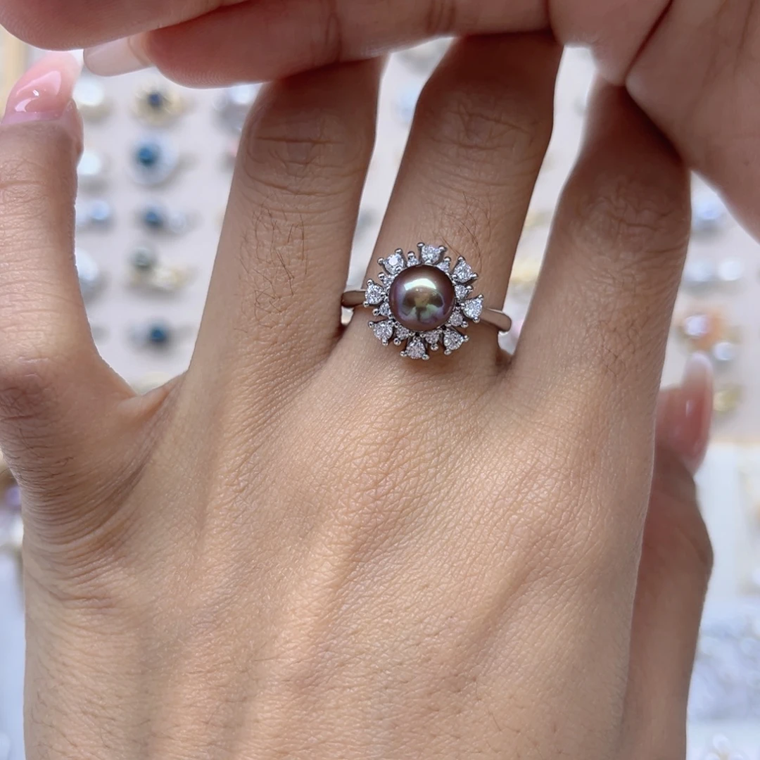 栗***子淡水珍珠戒指合金