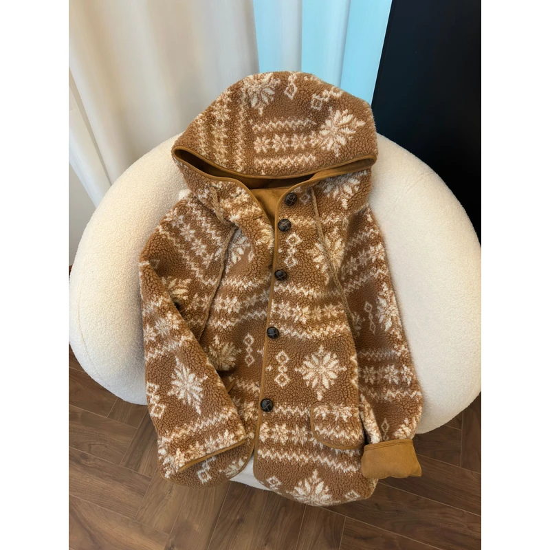 KAISIO秋冬新款时尚气质百搭宽松休闲加厚保暖连帽外套2412078