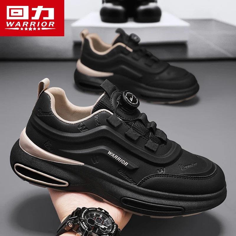 回力男鞋春季2025新款潮流百搭运动鞋男士厚底上班工作黑色休闲鞋