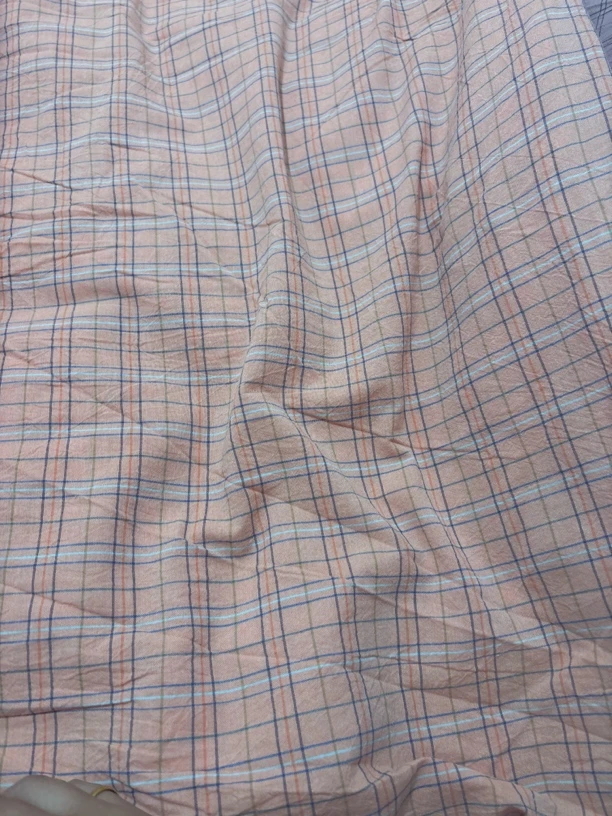 【红红家纺二店】纯棉色织斜纹水洗棉橘色小格子