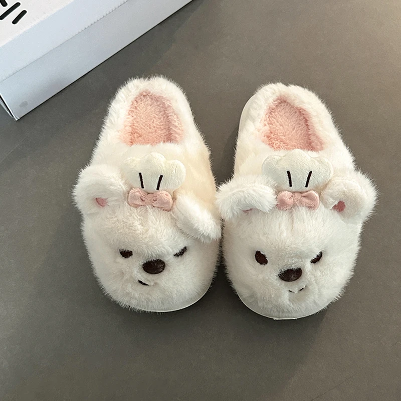 可爱卡通少女心爆棚小熊毛毛拖鞋女2025秋冬新款保暖半拖鞋棉拖鞋