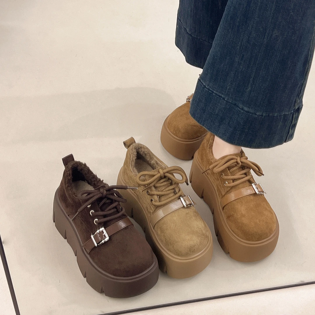 超火厚底加绒勃肯女软底不累脚女鞋冬季新款时尚保暖增高休闲棉鞋