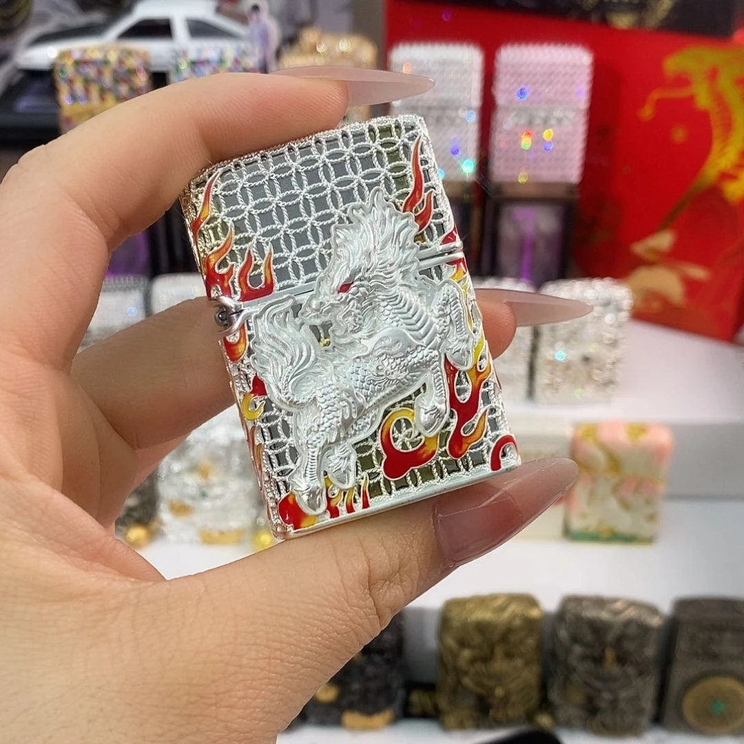 铜镀银珐琅麒麟送油火石