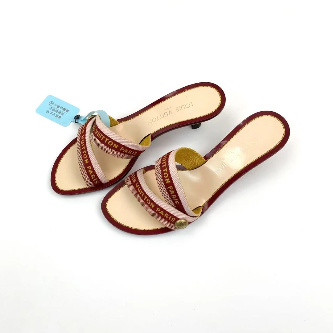99新 LouisVuitton/路易威登  yy726 字母logo缠绕凉鞋高跟鞋37.5