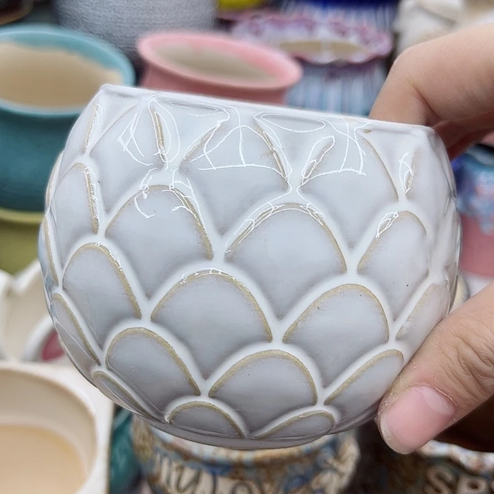 多肉绿植陶瓷花盆9.9包邮，有空