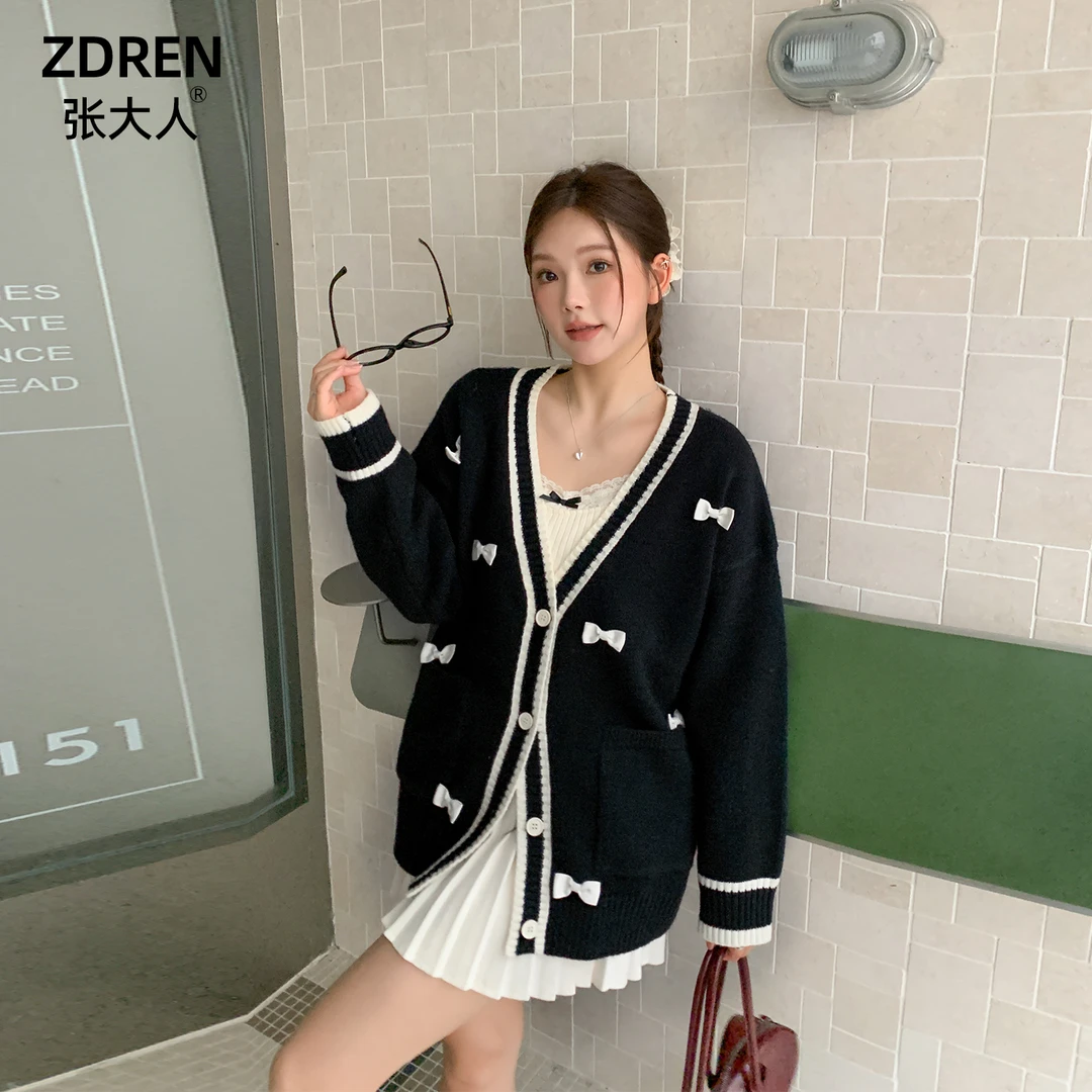 张大人【赫拉心结】大码女装微胖妹妹秋显瘦宽松甜美风针织衫套装