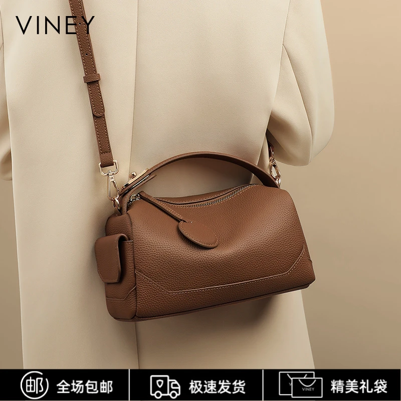 Viney真皮包斜挎2025手提大容量单肩枕头包生日礼物送女友送老婆