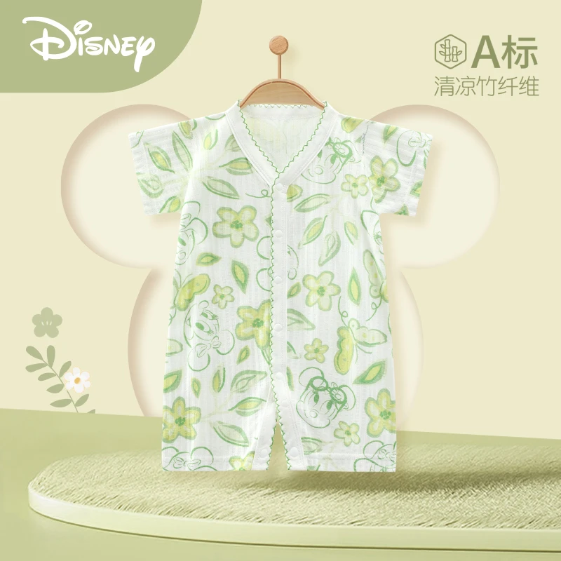 Disney/迪士尼婴儿连体衣竹纤维夏装新生儿衣服夏季短袖哈衣爬服