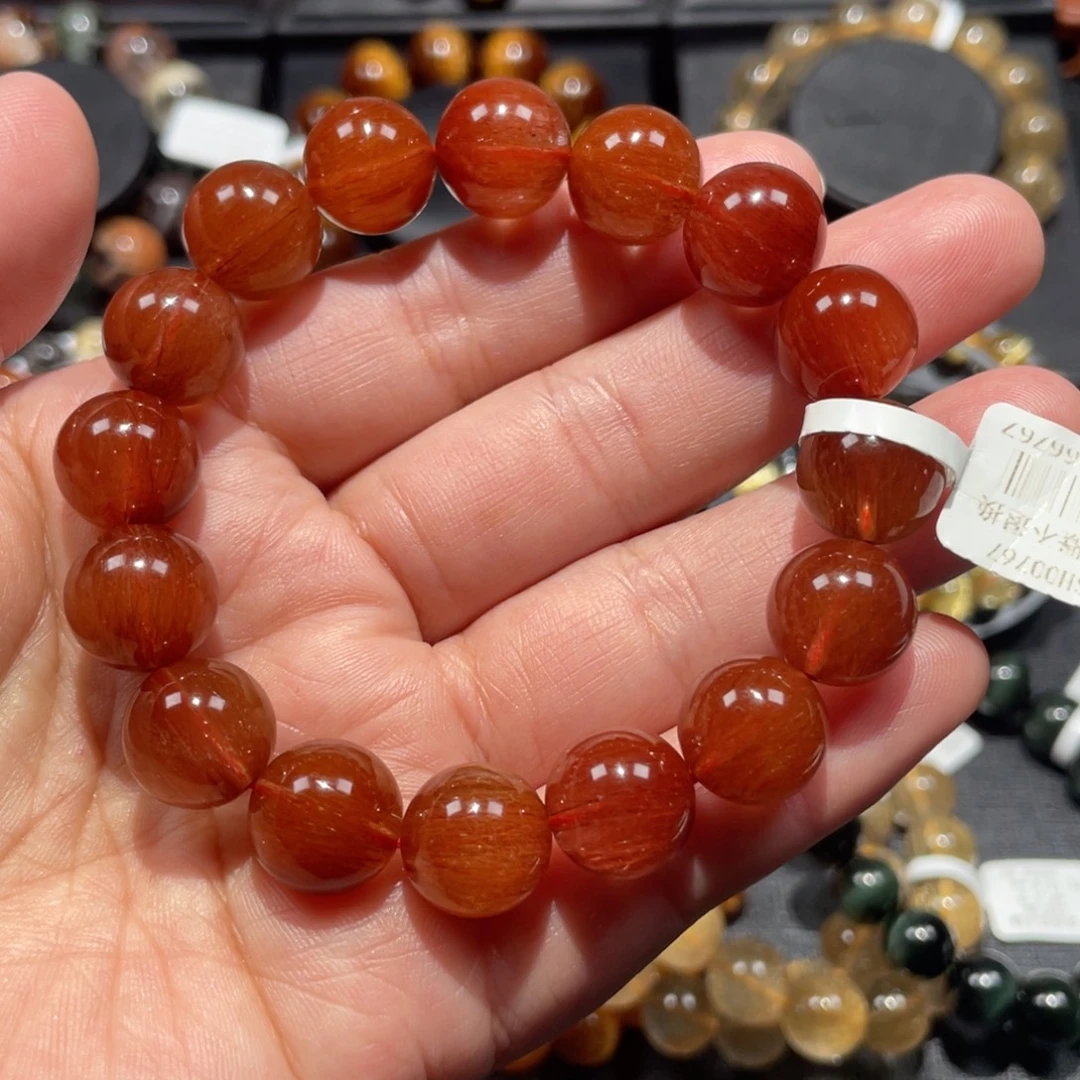 水晶未镶嵌手链红发晶13mm左右