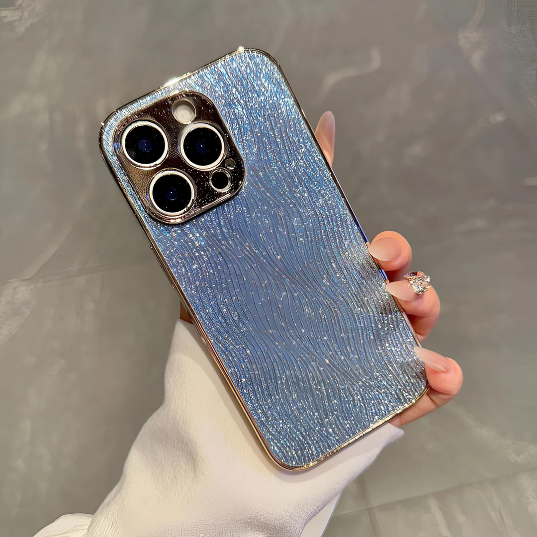 全包电镀水波纹适用iPhone16promax手机壳苹果15新款14/13高级女
