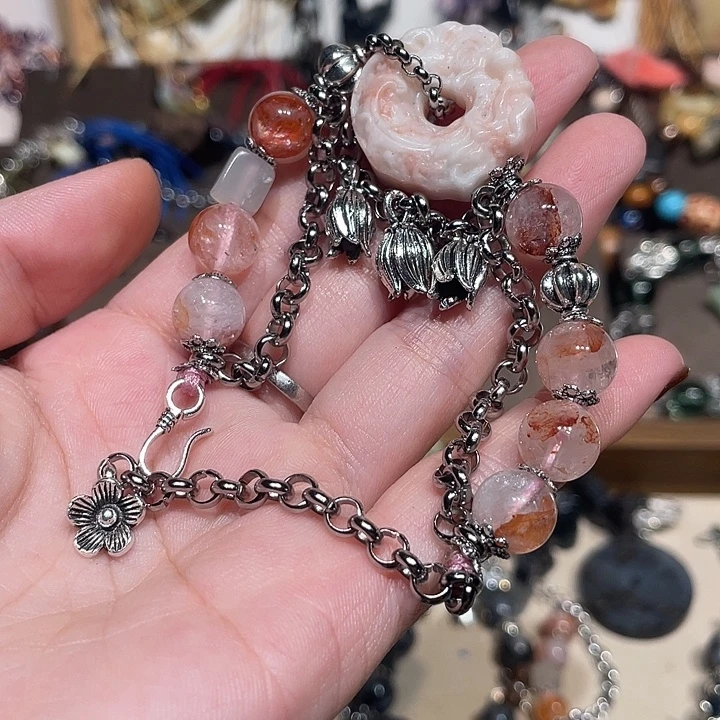 蛇纹石玉合金颈饰