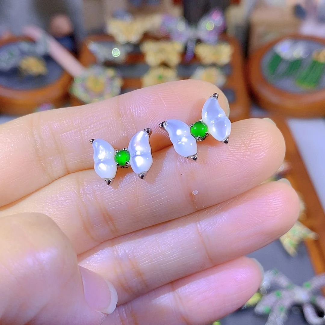 颈饰银S925镶嵌翡翠