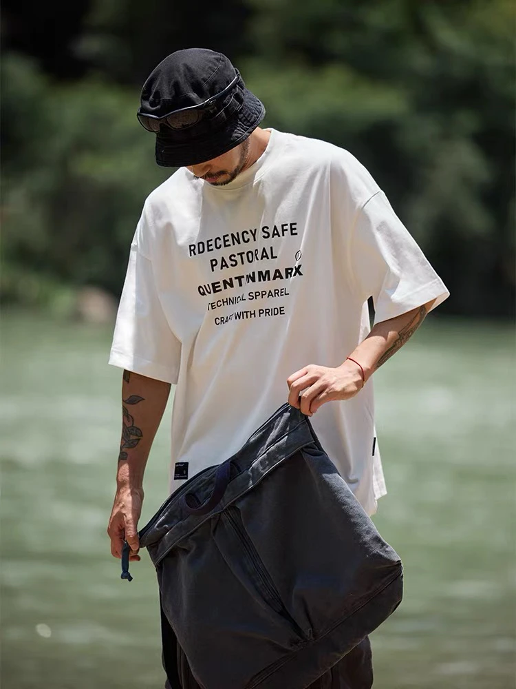 Quentin Marx日系男士重磅纯棉印花圆领短袖夏季宽松休闲百搭tee