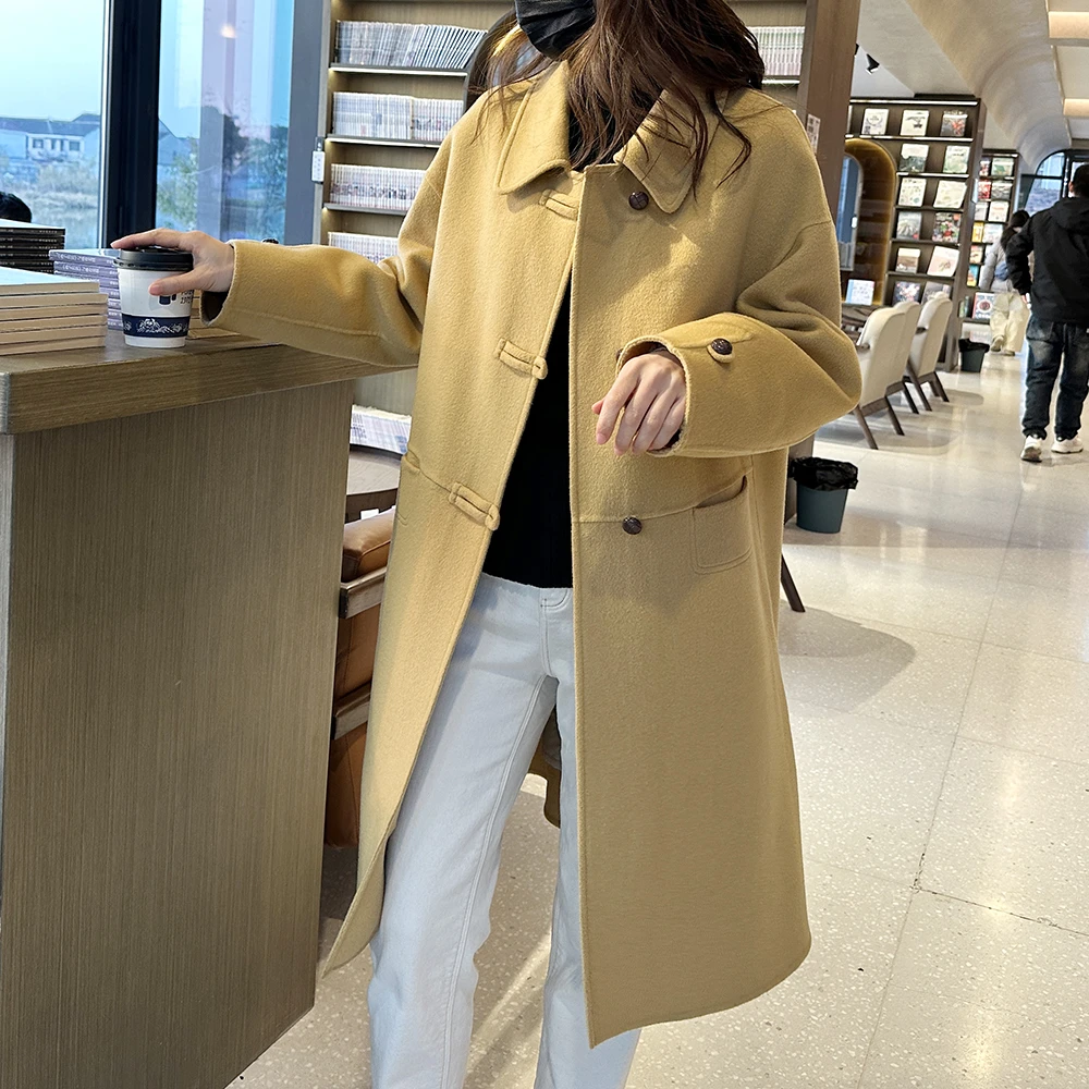 N641-冬季简约潮流女士长款可脱卸内胆羽绒大衣90白鸭绒羊毛外套