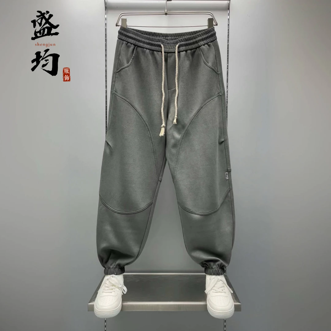 盛均松紧腰宽松阔腿大码休闲裤男百搭简约2025新款秋款卫裤束脚裤