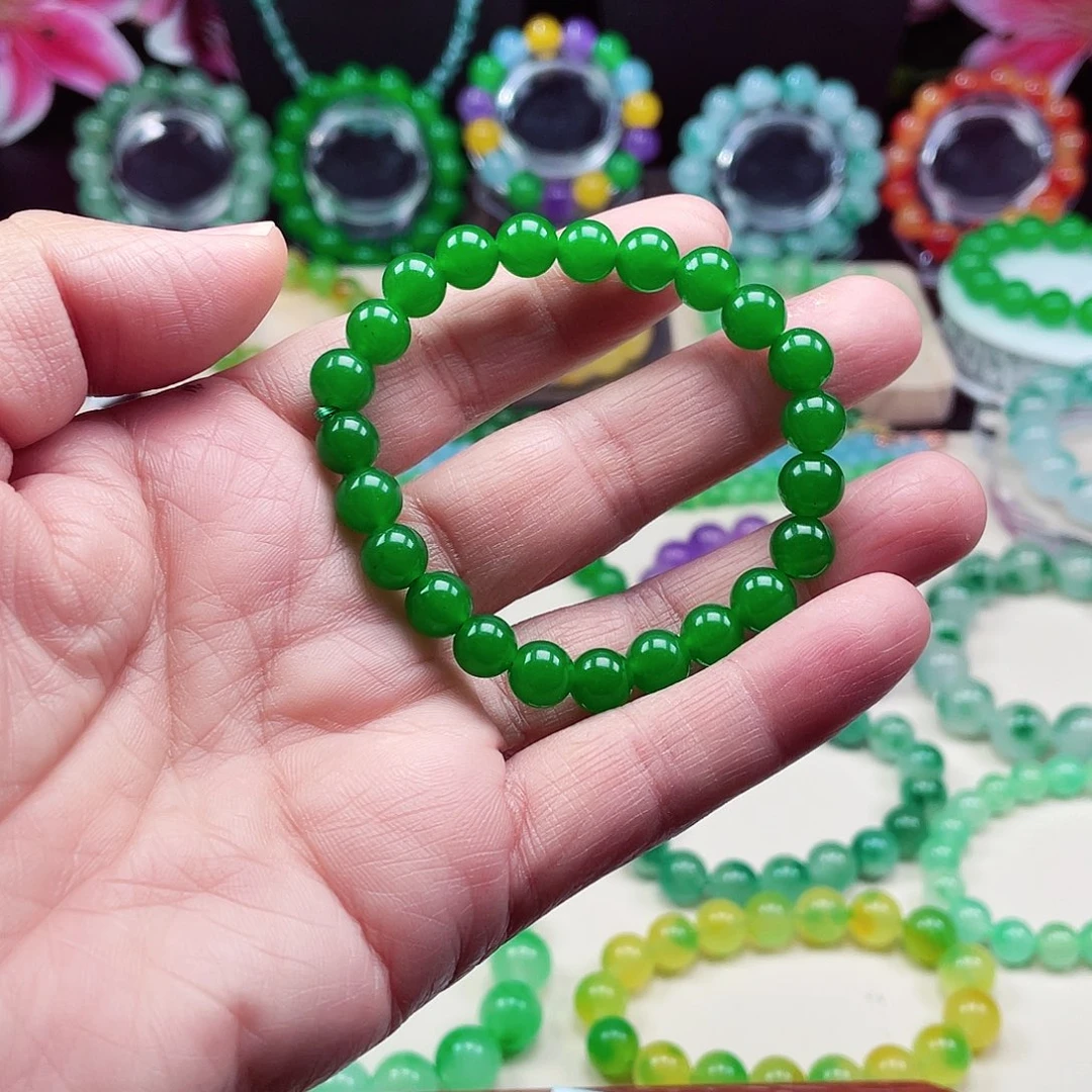 翡翠未镶嵌颈饰卡8翡翠珠链男女款08