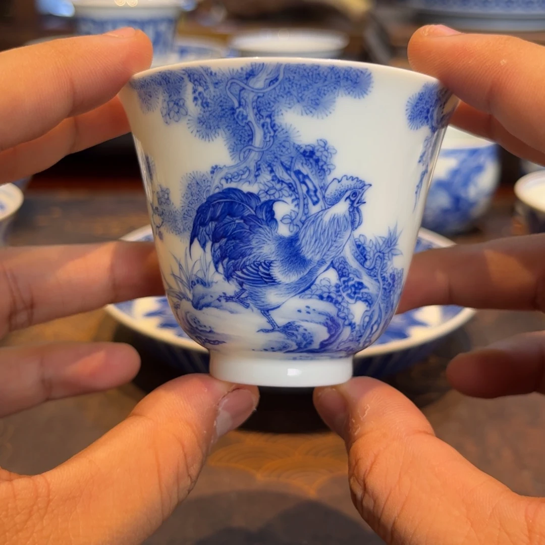 青花公鸡主人杯一只