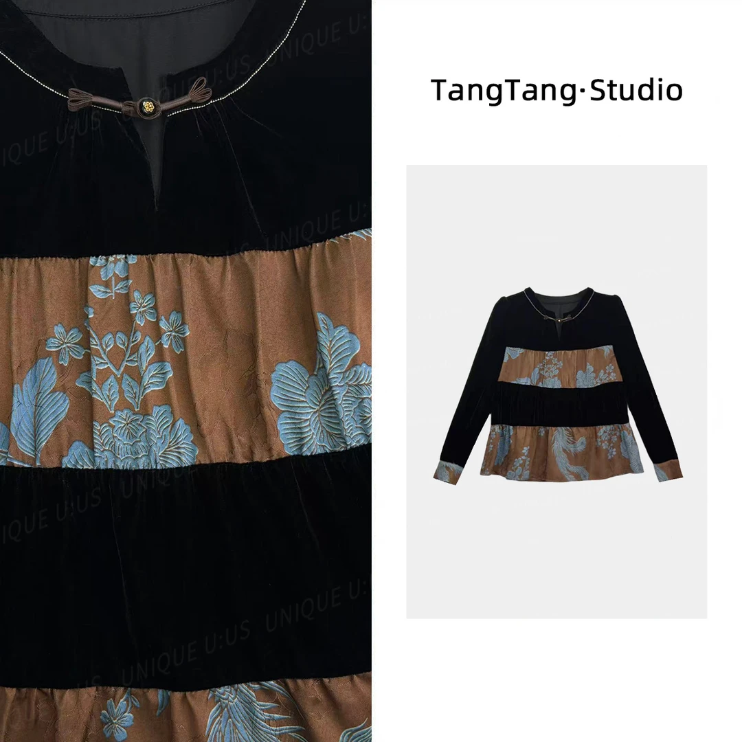 凤凰上衣丝绒高级气质显瘦女装上衣-258856