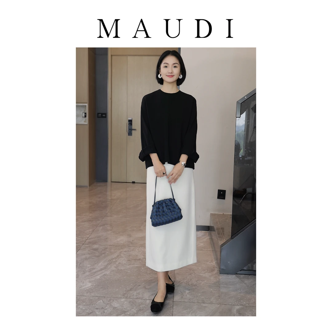 MAUDI静奢上衣春季氛围感休闲气质百搭静奢圆领上衣8061简约
