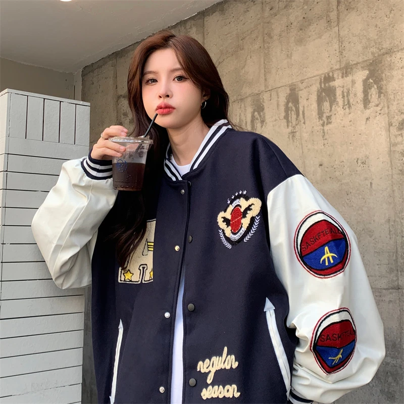 【按主播说的，不是图片款】新款棒球服潮流宽松重工刺绣外套上衣女