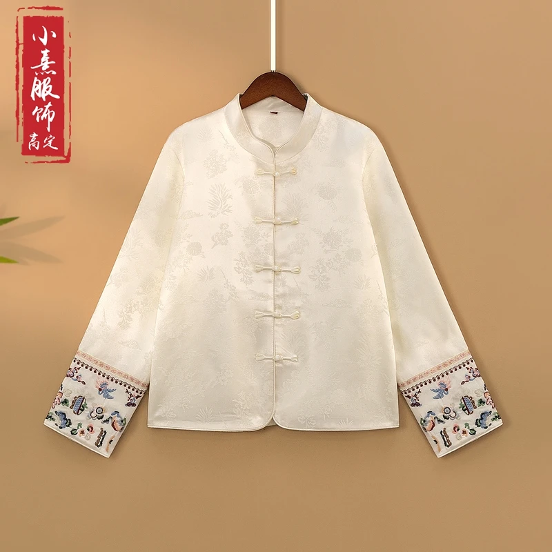 【慕白】2025新款春季新中式上衣宽松国风绣花立领女装气质显瘦外套