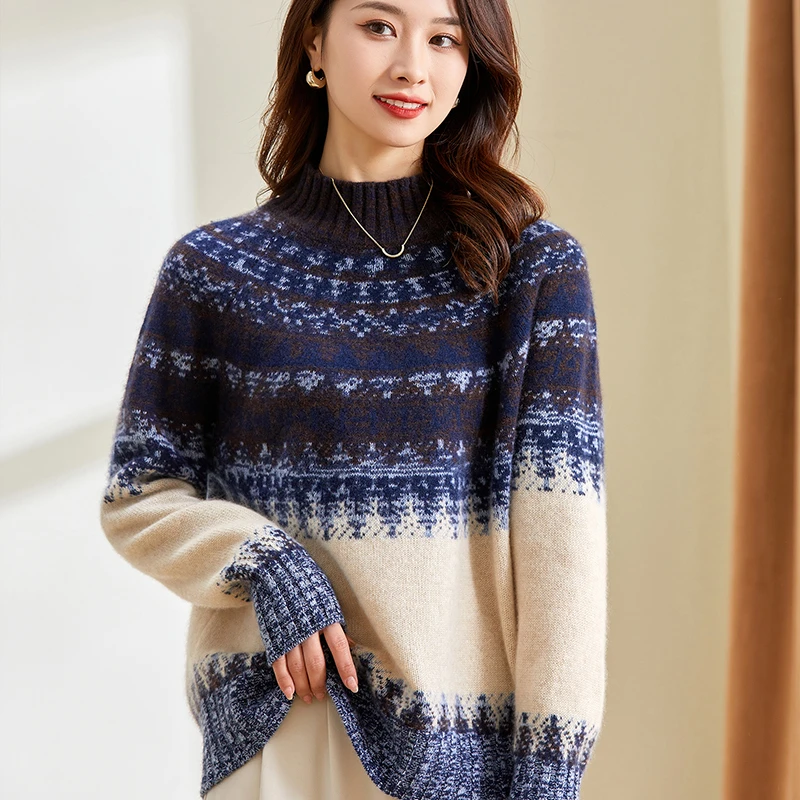 天山女装【100%山羊绒】秋冬新款加厚保暖针织气质上衣女-YTNL1530T