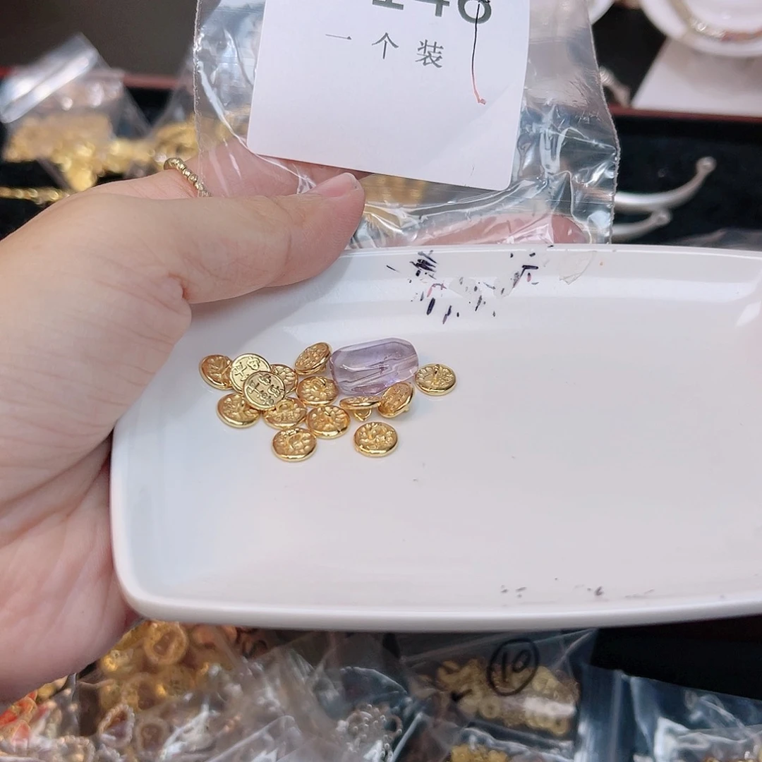 紫晶珠宝半成品银S925镀金镶嵌146
