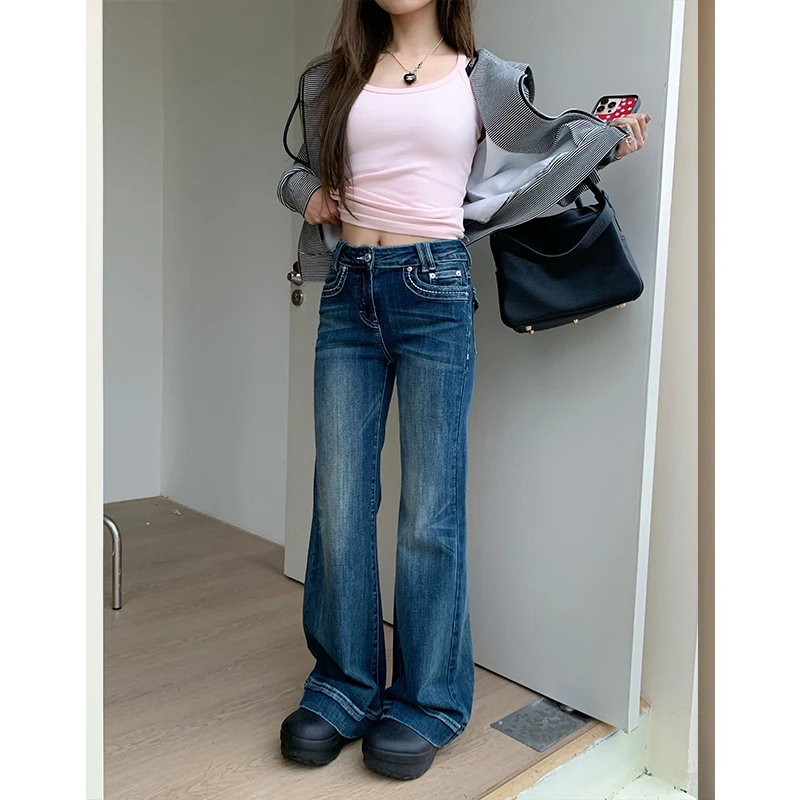 橘子树在哪儿超韩高腰易梦玲神裤版型不挑人牛仔裤女显瘦百搭微喇