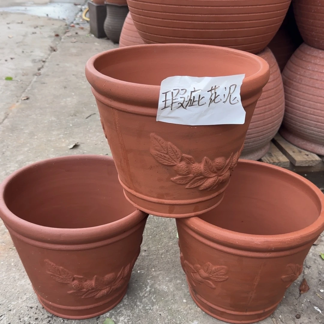 紫砂花盆口30高24瑕疵花泥