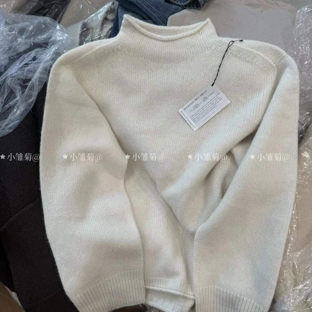 韩国正品 白色卷边毛衣 联系店铺客服购买